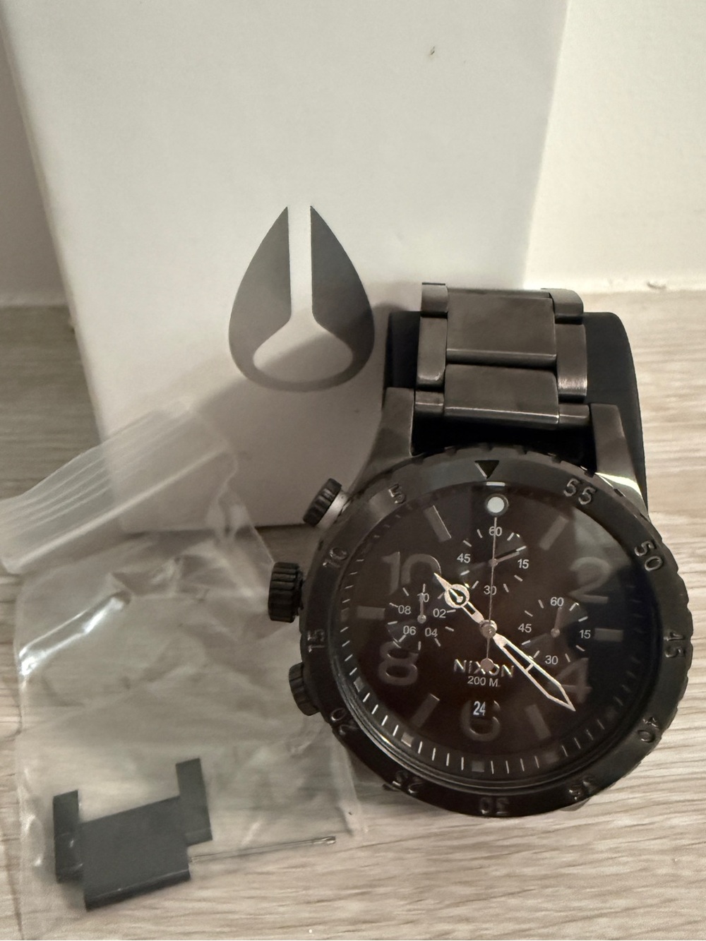 NIXON THE 48-20 CHRONO Gunmetal Chronograph Black Stainless Analog Watch 200M